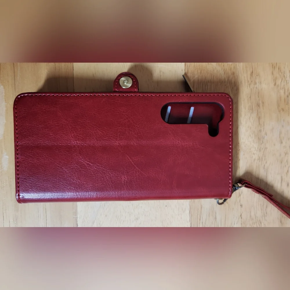 XcaseBar Wallet Case for Samsung Galaxy S25 - Red RFID protection strap cards